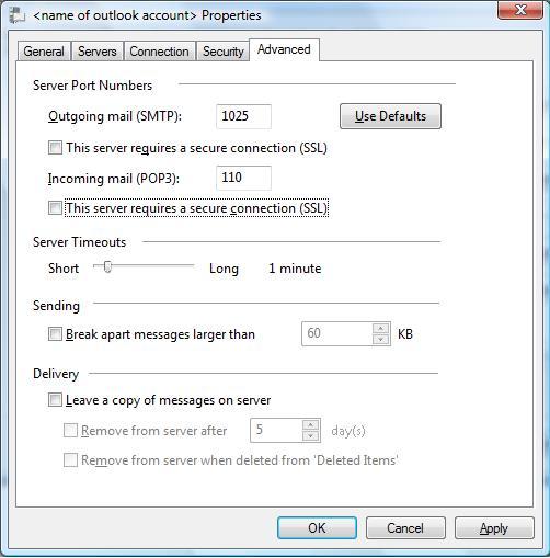 Windows Vista Port Configuration